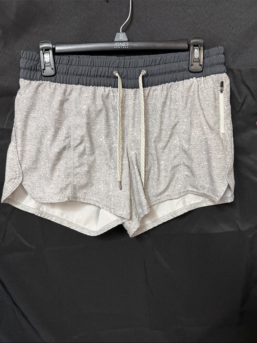 Vuori Heathered Light Gray Athletic Shorts with Dark Gray Waistband
